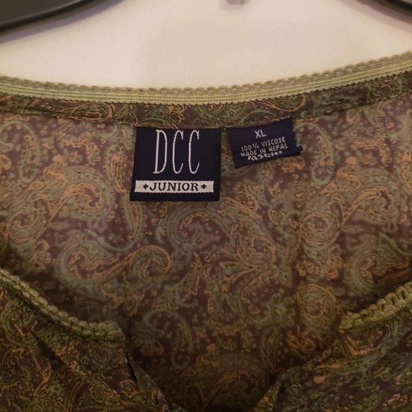 DCC Green/Brown Paisley Boho Top - Picture 3 of 4